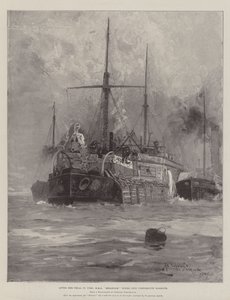 在她的火灾审判后，HMS Belleisle被拖入朴茨茅斯港 作者 Henry Charles Seppings Wright