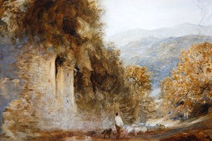 浪漫的风景，约1849年（纸上水彩）。