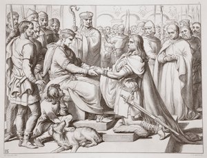 如何进入国王，来自查尔斯金斯利，酒吧的Hereward the Great的插图。 1870年，由CG刘易斯雕刻（钢板雕刻） 作者 亨利·考特尼·塞卢斯