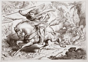 如何陷入陷阱，来自查尔斯金斯利，酒吧的Hereward the Great的插图。 1870年，由CG刘易斯雕刻（钢板雕刻） 作者 亨利·考特尼·塞卢斯