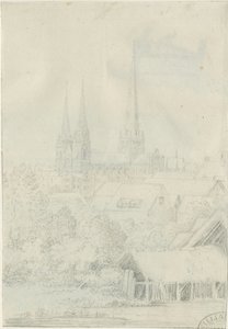 利奇菲尔德大教堂-西南视角：铅笔素描，nd [？1788-1855]（绘画） 作者 亨利·柯曾·奥尔波特