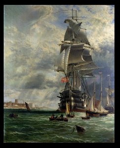 HMS圣文森特在1868年朴茨茅斯Haslar Creek入口处的停泊处
