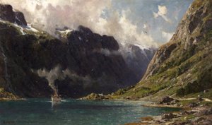 Naeroyfjord，挪威，1902年 作者 亨利·恩菲尔德