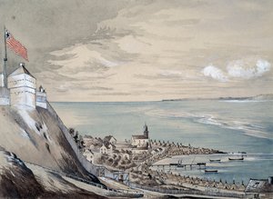 1842年9月，印第安营地的麦基诺堡和村庄（纸上写着） 作者 亨利·弗朗西斯·安斯利