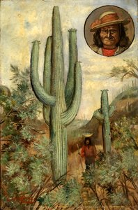 仙人掌风景与杰罗尼莫的肖像，1886-1909。 作者 亨利·H·克罗斯