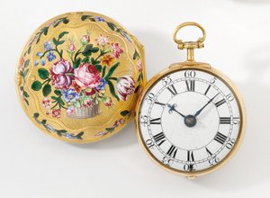 一对表壳镂空边缘手表，1758年 作者 亨利·辛德利