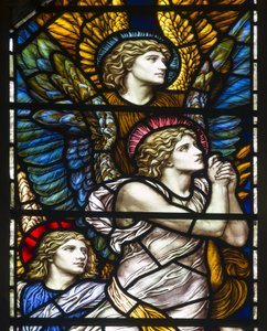 Buckland，St Mary，James Powell＆Sons，Henry Holiday，The Barcote Chapel，Praising Angels，1889 作者 亨利·假日