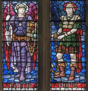 Yeovil，St John The Baptist，Lowndes＆Drury，Henry Holiday，Faith＆Hope，1917-18 作者 亨利·假日