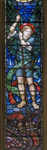 Yeovil，St John The Baptist，Lowndes＆Drury，Henry Holiday，The Archangel St Michael＆Dragons，1917-18 作者 亨利·假日