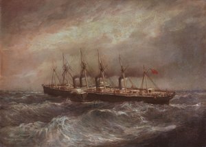 大东方号 "蒸汽船（1858 年）成功铺设了第一条大西洋电缆 作者 亨利·休·克利福德