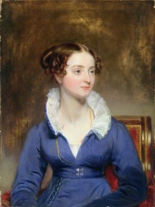 一件蓝色礼服的少妇，c.1825