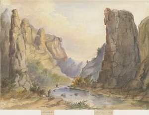 Dovedale-景观：水彩画，1844年