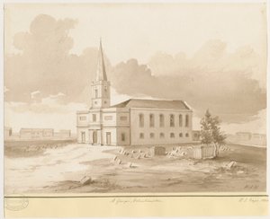 沃尔夫汉普顿-圣乔治教堂：棕褐色水墨画，1844年