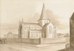 伍尔弗汉普顿-圣玛丽教堂：棕褐色水墨画，nd [1844]