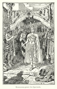 蒙特祖马迎接西班牙人（雕刻） 作者 亨利·正义·福特