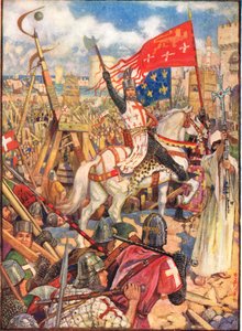 十字军东征中的狮心王理查德，来自Rudyard Kipling的“英国历史”插图，1911年
