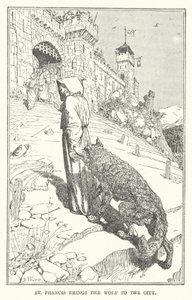 圣方济各将狼带到了城市（石膏板）。 作者 亨利·正义·福特