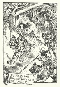 国王看到穆蒂诺萨公主出去打猎（雕版画 作者 亨利·正义·福特