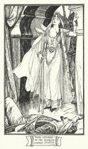 门口出现了一个可爱的犹太女郎（雕刻）。 作者 亨利·正义·福特