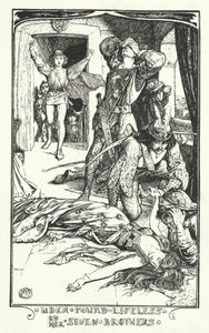 乌蒂亚被她的七个兄弟发现时已无生命迹象（雕版画 作者 亨利·正义·福特