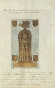1637年诺福克公爵勋爵霍华德公爵的大理石墓碑（牛皮纸上的墨水和金箔）