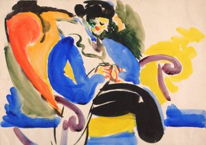 书法作品#2椅子上的女人，1914-1918。 作者 亨利·莱曼·萨恩