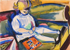 沙发上的孩子，约1914-1918年。 作者 亨利·莱曼·萨恩