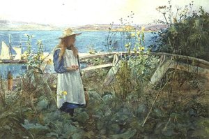 海边花园里的女孩