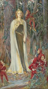 拉斐尔前派绘画：从前（白雪公主）（Blanche Neige） par Rheam, Henry Meynell (1859-1920)。 水彩，纸上水粉，78x43。 私人收藏