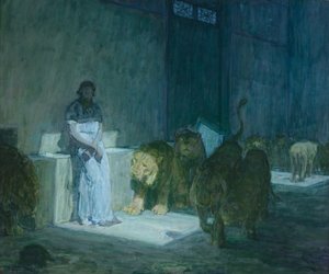 丹尼尔在1907年至18年的狮子会中（纸上油画）