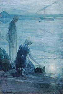 摩西在沼泽地，1921年。 作者 亨利·奥萨瓦·坦纳