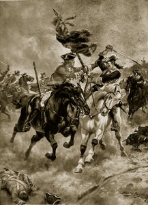 布伦海姆之战：骑兵在行动，插图来自&39;哈钦森的英国民族故事&39;，c.1923 作者 亨利·佩恩
