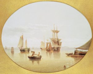 港口场景 - 划船岸上 作者 亨利·雷德莫尔