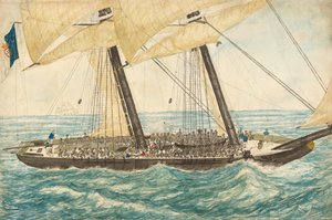 1838年5月，葡萄牙奴隶主Diligenté号被H.M. Sloop Pearl捕获，船上有600名奴隶。 作者 亨利·塞缪尔·霍克