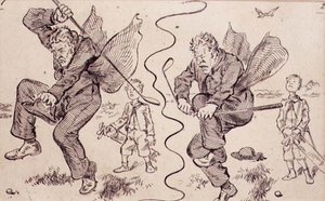 高尔夫球场上的挫折，来自《图形》杂志的插图，约1870年出版（平版）。