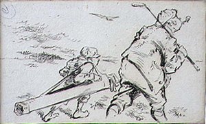 笨拙的高尔夫球员，来自《图形》杂志的插图，约1870年出版（平版）。