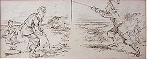被大风吹乱的高尔夫球手，来自《Graphic》杂志的插图，约1870年出版（平版）。