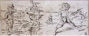 不耐烦的高尔夫球手，来自《图形》杂志的插图，约1870年出版（平版）。
