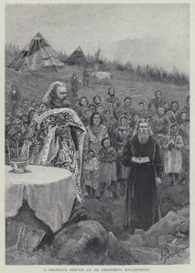 Orozhanni 营地的宗教仪式（石版画）