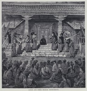 喇嘛和他们的乐器（石版画）