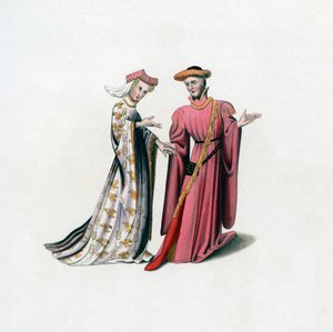 14世纪的宫廷服饰，1843年。 作者 亨利·肖