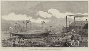 在Middlesborough-on-Tees推出HMS电气石 作者 亨利·斯佩农·托泽