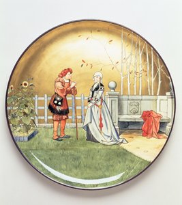 人类的第六个时代，莎士比亚的七个时代的插图，Mintons Art Pottery Studio的充电器板，1873年（陶瓷）