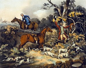 The Death，来自“Fox Hunting”，由 Thomas Sutherland (1785-1838) 雕刻，1817 年（彩色石版画）