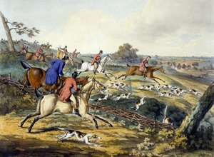 饱满的呼声，出自《猎狐》，由托马斯-萨瑟兰（1785-1838）雕刻（彩色平印）。