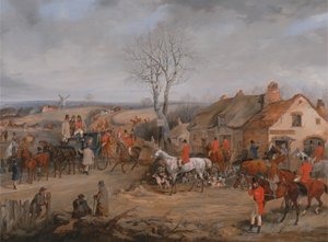 狩猎场面：迎接，约1840年。 作者 亨利·托马斯·阿尔肯