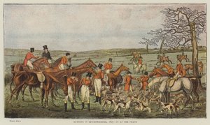1827年在莱斯特郡狩猎，在死亡（chromolitho）