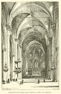 罗马Sta Maria Sopra Minerva教堂（雕刻）。 作者 亨利威廉布鲁尔