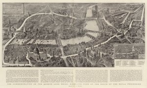 纪念女王的长期统治，鸟瞰皇家游行的路线 作者 Henry William Brewer
