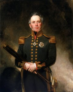 海军少将爱德华-布雷斯爵士（约 1769-1843 年）的肖像，他在法国（1792-1802 年）和拿破仑（1803-1815 年）革命战争期间，在英国海军地中海前线表现出色。 作者 亨利·威廉·皮克斯吉尔